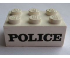 Brick 2 x 3 with Black 'POLICE' Serif Pattern