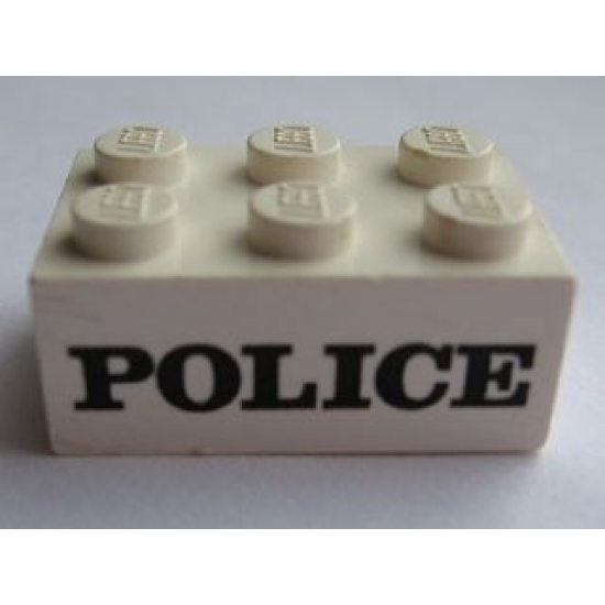 Brick 2 x 3 with Black 'POLICE' Serif Pattern