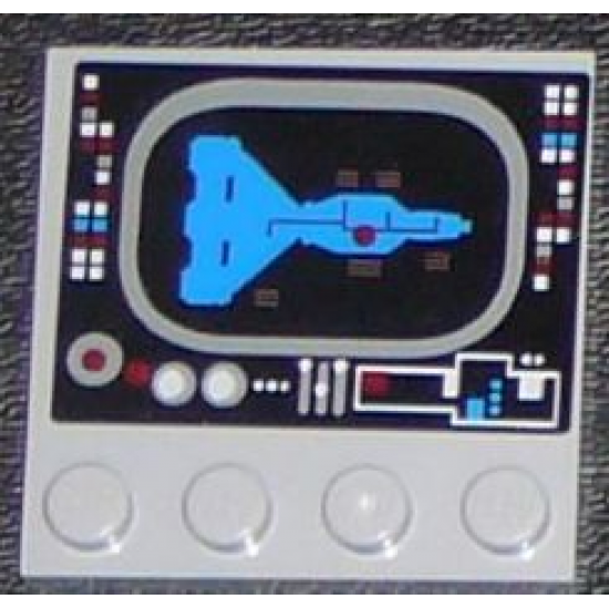 Tile, Modified 4 x 4 with Studs on Edge with Starship on Screen and Controls Pattern (Sticker) - Set 7964