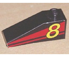 Slope 33 3 x 1 with Yellow Number 8 on Red Stripes Pattern Model Left (Sticker) - Set 8818