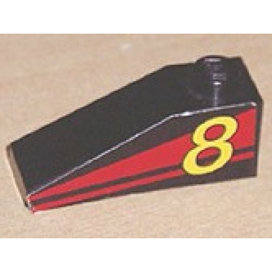 Slope 33 3 x 1 with Yellow Number 8 on Red Stripes Pattern Model Left (Sticker) - Set 8818