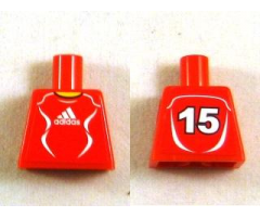 Torso Soccer Adidas Logo, Red and White No.15 Pattern (Stickers)