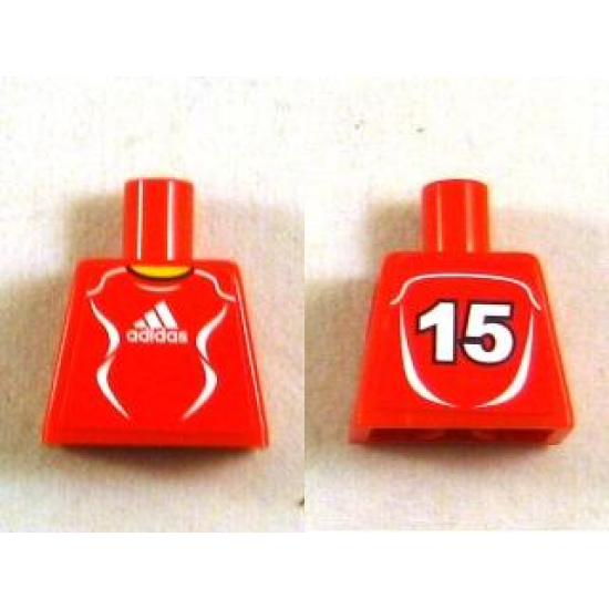 Torso Soccer Adidas Logo, Red and White No.15 Pattern (Stickers)