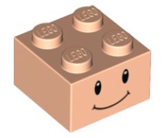 Brick 2 x 2 with Black Eyes, White Pupils and Smile Pattern
