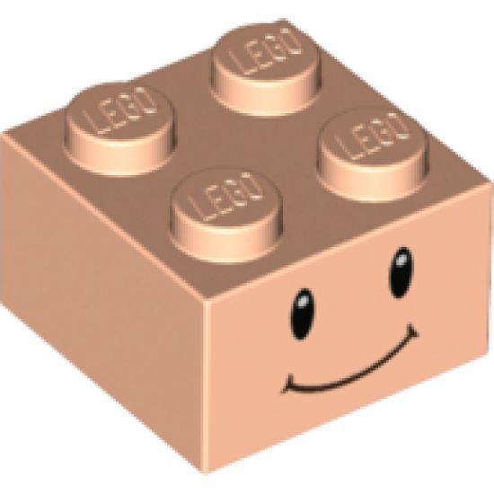 Brick 2 x 2 with Black Eyes, White Pupils and Smile Pattern