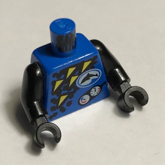 Torso Divers Dolphin Logo, Yellow Triangles, and Gauges Pattern / Black Arms / Black Hands
