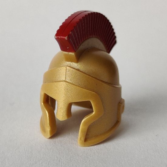 Minifigure, Headgear Helmet Spartan Warrior with Dark Red Crest Pattern