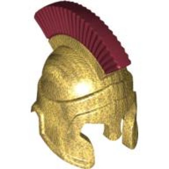 Minifigure, Headgear Helmet Spartan Warrior with Dark Red Crest Pattern