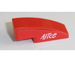 Slope, Curved 3 x 1 with White 'Alice' on Red Background Pattern Model Right Side (Sticker) - Set 8142-2