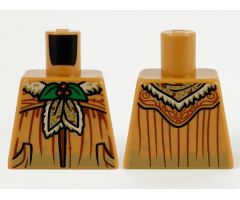 Torso Female Robe with Green and Red Holly Brooch, Large Pockets and Dirty at the Bottom Pattern