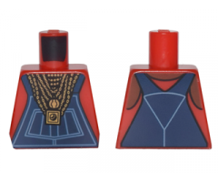 Torso Dark Blue Overalls over Tank Top with Gold Chains and Pendants Pattern