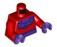 Torso Dark Purple Belt and Collar with Rivets Pattern (Magneto) / Red Arms / Dark Purple Hands