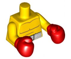 Torso Bare Chest with Body Lines and White Boxing Belt Pattern / Yellow Arms / Red Boxing Gloves