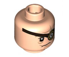 Minifigure, Head Dual Sided Mad-Eye Moody with Magic Eye / Barty Crouch Jr with Stubble, Licking Lips Pattern - Hollow Stud