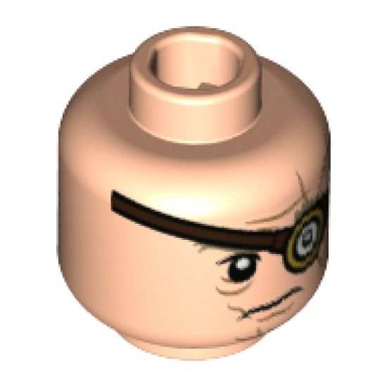 Minifigure, Head Dual Sided Mad-Eye Moody with Magic Eye / Barty Crouch Jr with Stubble, Licking Lips Pattern - Hollow Stud