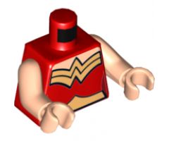 Torso Female Outline and Gold Trim and Belt High Cut Pattern (Wonder Woman) / Light Nougat Arms / Light Nougat Hands