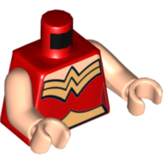 Torso Female Outline and Gold Trim and Belt High Cut Pattern (Wonder Woman) / Light Nougat Arms / Light Nougat Hands