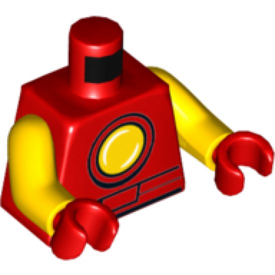 Torso Black Belt Outline and Yellow Circle Arc Reactor Pattern (Iron Man) / Yellow Arms / Red Hands