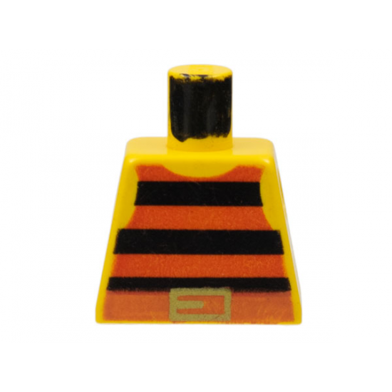 Torso Pirate Stripes Red / Black with Gold Belt Buckle Pattern