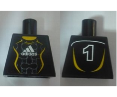 Torso Soccer Adidas Logo, White and Yellow No.1 Pattern (Stickers)