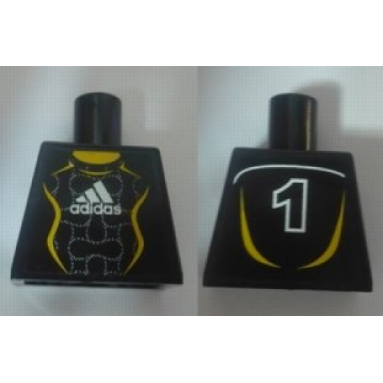 Torso Soccer Adidas Logo, White and Yellow No.1 Pattern (Stickers)