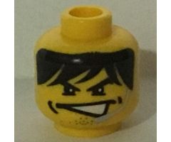 Minifigure, Head Male Partially Open Mouth, Dimples, Stubble, and Headset Pattern (Charge) - Blocked Open Stud