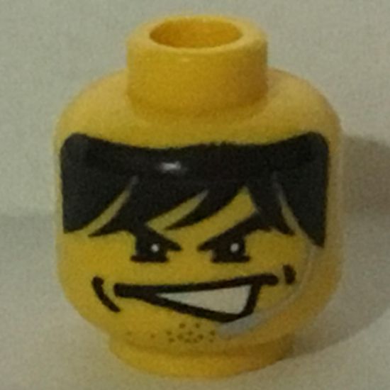 Minifigure, Head Male Partially Open Mouth, Dimples, Stubble, and Headset Pattern (Charge) - Blocked Open Stud