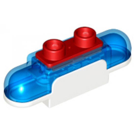Duplo, Vehicle Siren with Light and Sound, 1 x 2 Base with Trans-Dark Blue Lights, Curved Edges and Red 2 Stud Button on Top