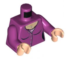 Torso Female Outline, Cardigan Sweater, Undershirt with Dark Pink Dots and Silver Star Pendant Pattern / Magenta Arms / Light Nougat Hands