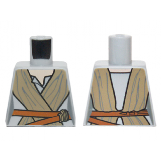 Torso SW Female Outline, Open Neck Shirt, Dark Tan Tied Robe, Dark Orange Belt Pattern