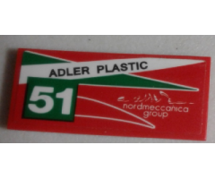 Tile 2 x 4 with 'ADLER PLASTIC', '51' and 'nordmeccanica group' Pattern Model Left Side (Sticker) - Set 75908