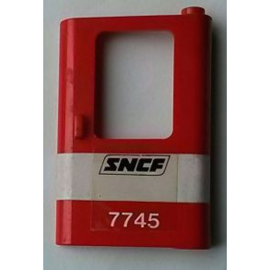 Door 1 x 4 x 5 Train Right with White Stripe and 'SNCF 7745' Pattern (Sticker) - Set 7745