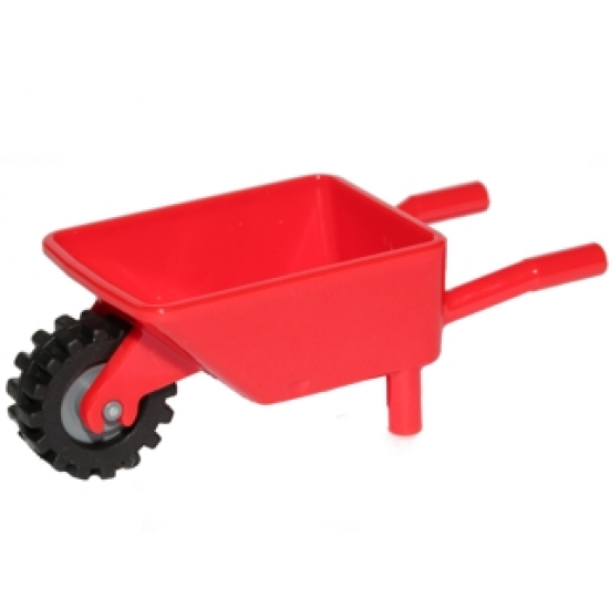 Minifigure, Utensil Wheelbarrow Frame with Dark Bluish Gray Pulley Wheel and Black Tire (98288 / 3464 / 87414)