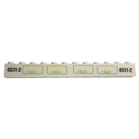 Brick 1 x 12 with '4511-2' and 'POWER', 'PNEUMATICS', 'OIL' and 'WATER' Pattern (Stickers) - Sets 4511 / 10158