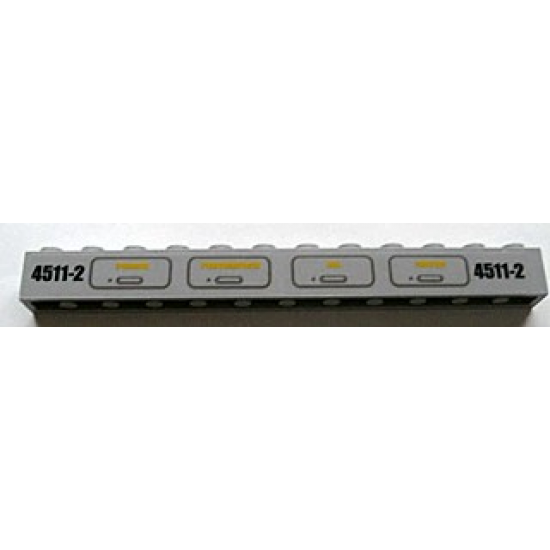 Brick 1 x 12 with '4511-2' and 'POWER', 'PNEUMATICS', 'OIL' and 'WATER' Pattern (Stickers) - Sets 4511 / 10158