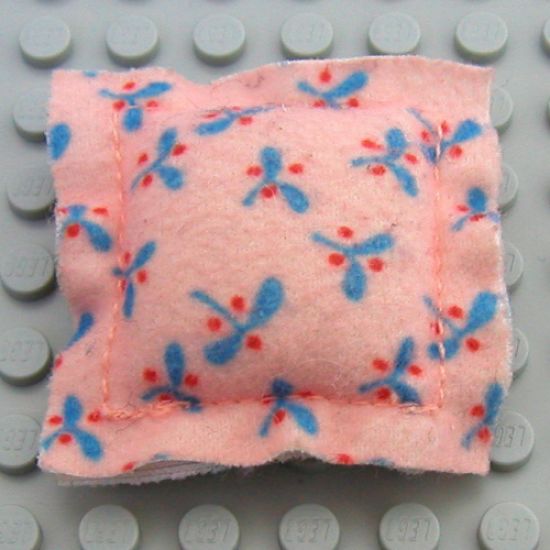 Scala Cloth Pillow Small with Blue Leaves and Red Berries Pattern