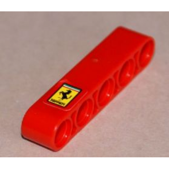 Technic, Liftarm 1 x 5 Thick with Ferrari Logo Pattern (Sticker) - Set 8653