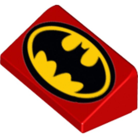 Slope 30 1 x 2 x 2/3 with Batman Logo with Black Border Pattern