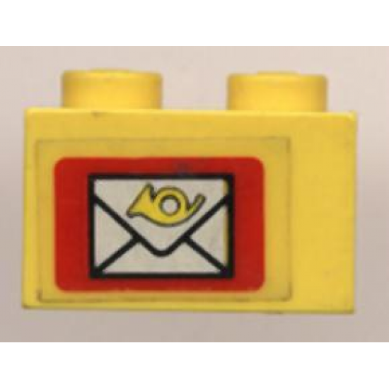Brick 1 x 2 with Mail Envelope Pattern (Sticker) - Set 6362