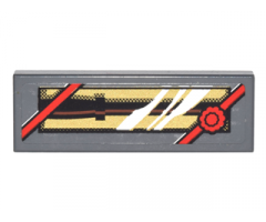 Tile 1 x 3 with Black Wand in Packaging with Red Bow on Gold Background Pattern (Sticker) - Set 4841