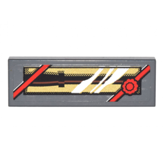Tile 1 x 3 with Black Wand in Packaging with Red Bow on Gold Background Pattern (Sticker) - Set 4841