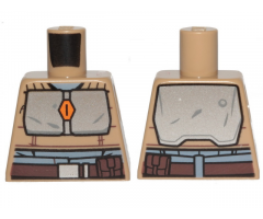 Torso SW Armor Silver Plates and Dark Brown Belt Pattern (Mandalorian)