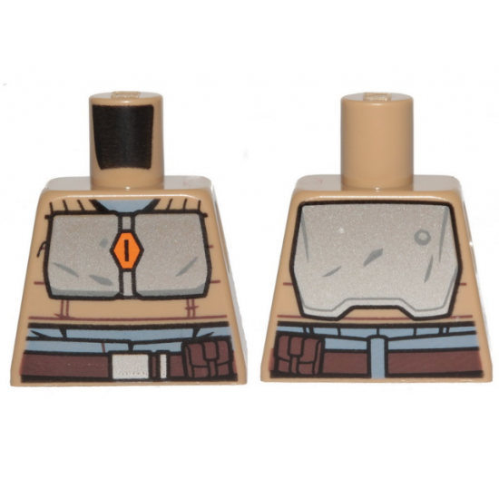 Torso SW Armor Silver Plates and Dark Brown Belt Pattern (Mandalorian)