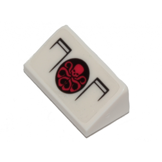 Slope 30 1 x 2 x 2/3 with Red Hydra Logo in Black Circle Pattern (Sticker) - Set 5003084