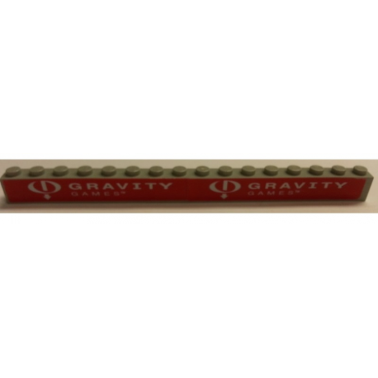 Brick 1 x 16 with White Gravity Games Logo Pattern (Stickers) - Set 3537