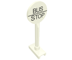 Road Sign Round with Bus Stop Pattern