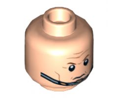Minifigure, Head Dual Sided Brown Eyebrows, Cheek Lines, Forehead Lines, Smile / Determined, Chin Strap Pattern - Hollow Stud