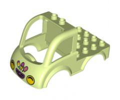 Duplo, Vehicle Car Body Truck 4 x 4 Flatbed with 2 Top Studs, Grille and Headlights, Ice Cream Cones Pattern