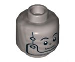 Minifigure, Head Alien, Black Eyebrows, Silver Nose and Chin Strap Pattern - Hollow Stud