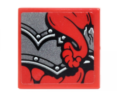 Tile 2 x 2 with Pearl Dark Gray Armor with Rivets and Red Snake Tail Pattern (Sticker) - Set 70627